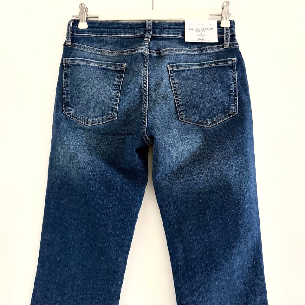 New Zara ZW The Low Rise Slim Bootcut Jeans in Medium Blue Size 4 - Picture 7 of 9